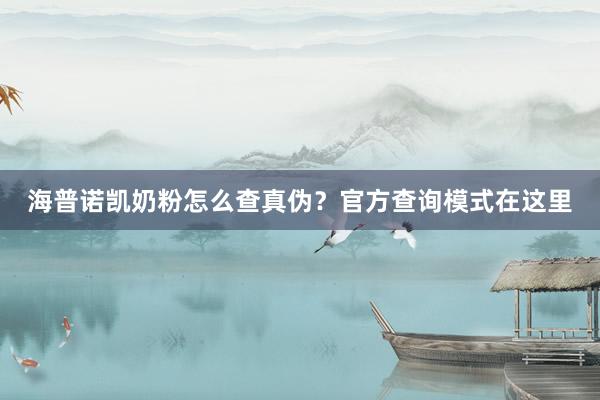 海普诺凯奶粉怎么查真伪？官方查询模式在这里