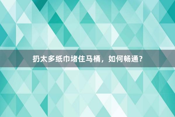 扔太多纸巾堵住马桶，如何畅通？
